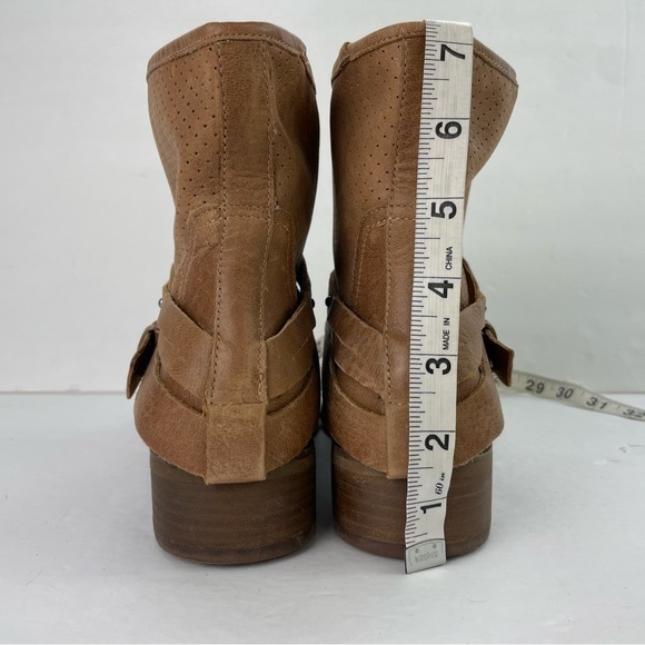 Marc Fisher Rosan Tan Leather Mid Calf Western Bohemian Moto Boots - Picture 9 of 12